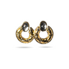 Gold-Plated Quilted Hoop Earrings with Pearl Accents