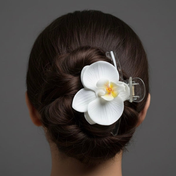 White Flower Hair Clutcher – Classy & Timeless Elegance