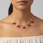 Rhinestone Cherry Necklace
