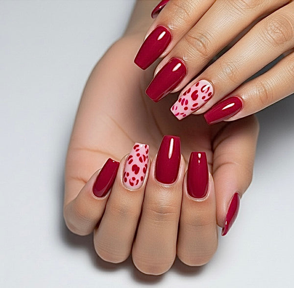 FUSHSIA Leopard print press-on