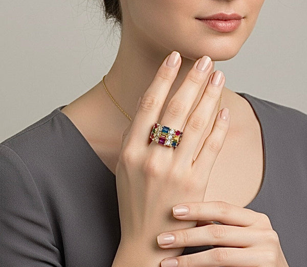 Studded multicolour ring