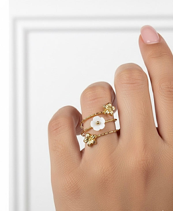 Gold-plated floral ring