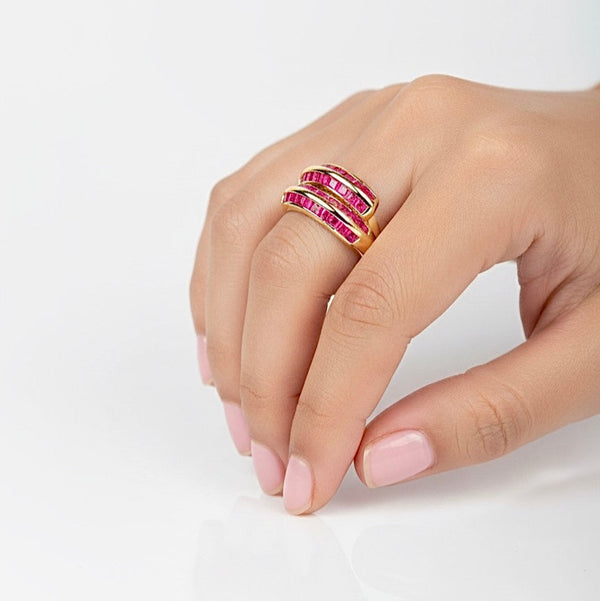 Gold-Plated Pink studded ring