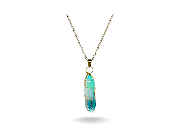 Crystal Stone multicolour pendant with sleek chain