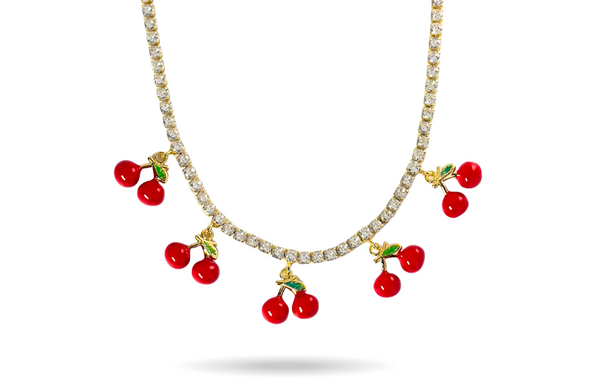 Rhinestone Cherry Necklace