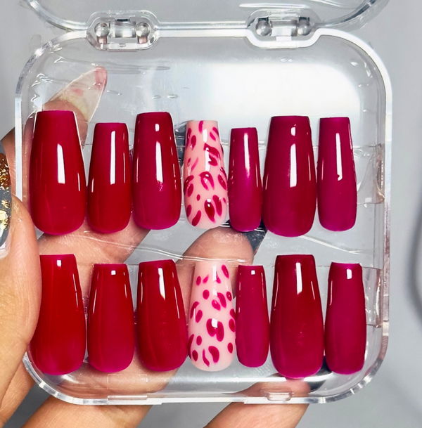 FUSHSIA Leopard print press-on