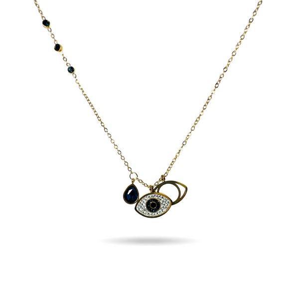 Blue Evil eye studded necklace