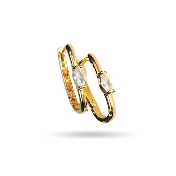 Hoop Earrings with Marquise Cut Zirconia Stones